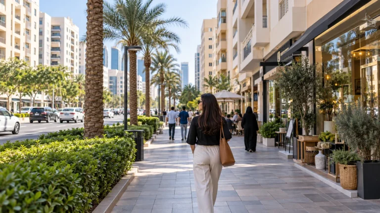 Illustration of a walk through a central Abu Dhabi neighbourhood