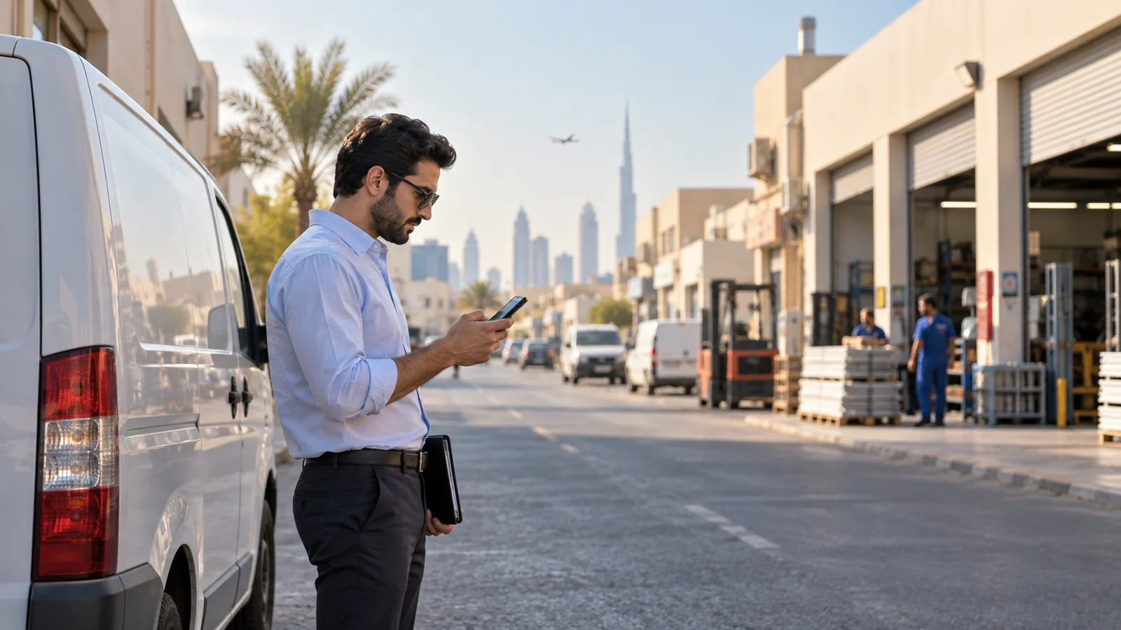 Illustration of finding a business in a Dubai commercial district