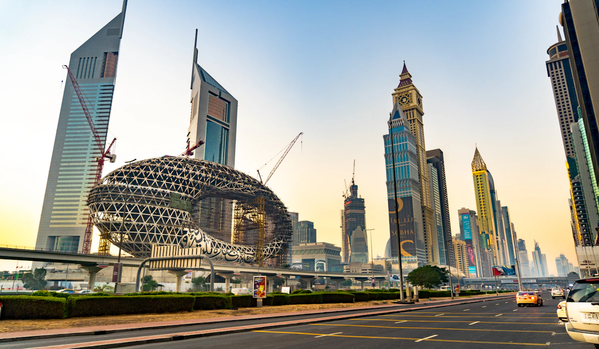 Sheikh Zayed Road in Dubai, used as city travel context